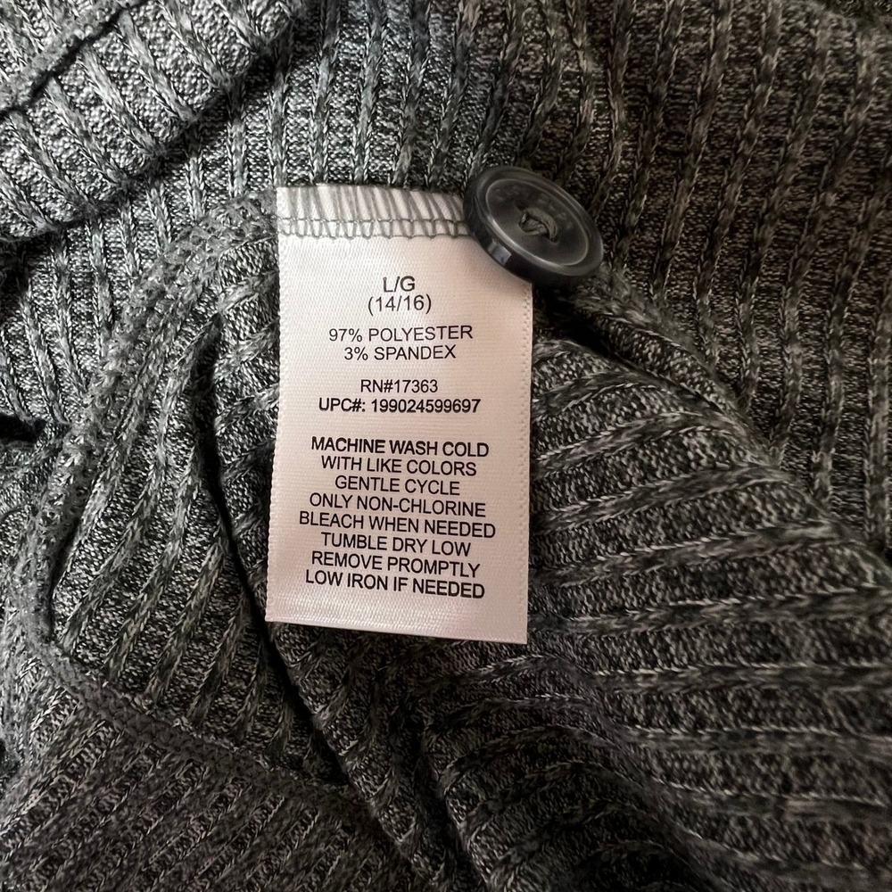 Cuddl Duds Womens 3 Piece Lounge Set Charcoal Gray Ribbed Cardigan Tank Pants L - Picture 10 of 11